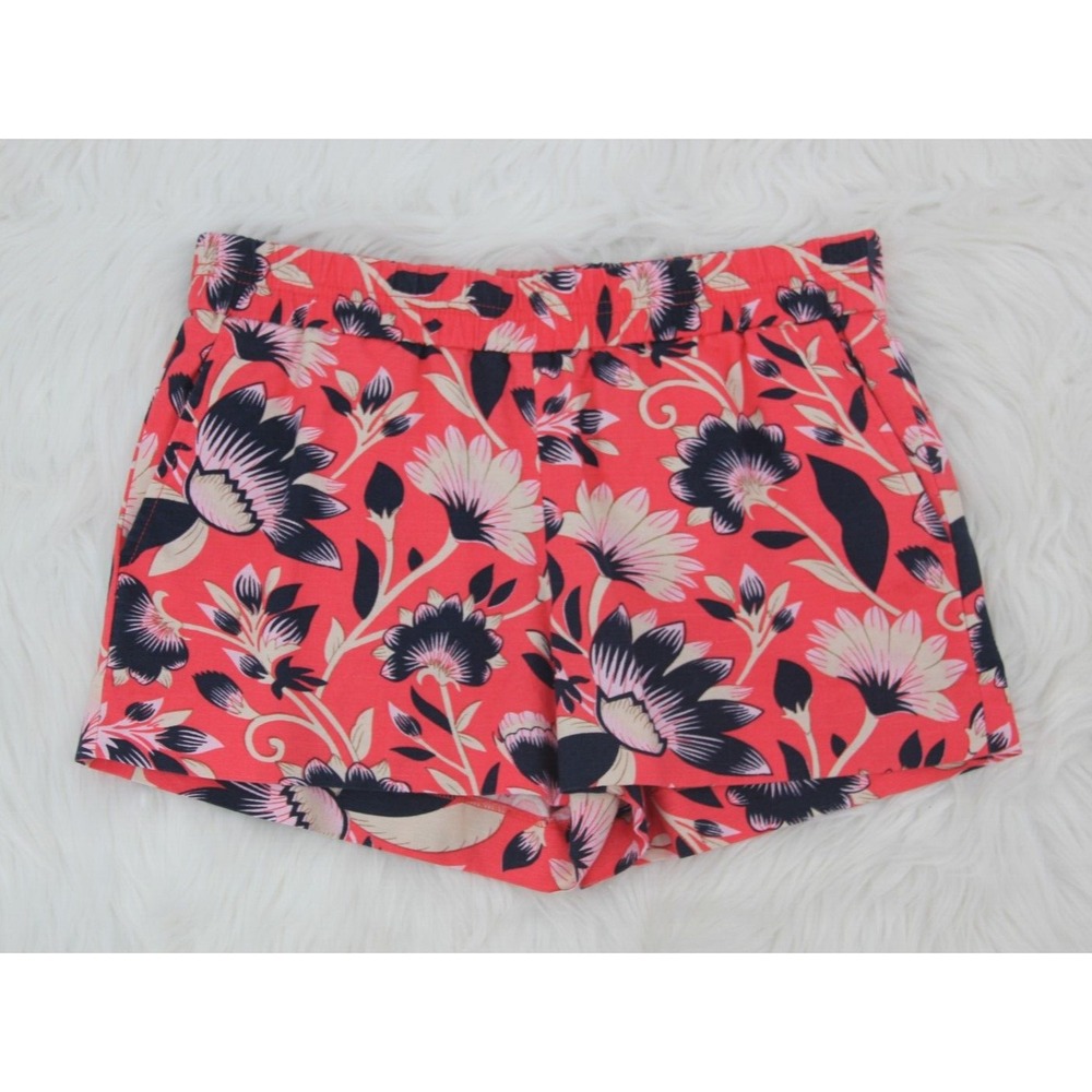 J. Crew Factory Hibiscus Shorts Floral 4 Coral Orange Navy Blue 2.5'' Womens 970